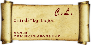 Cziráky Lajos névjegykártya